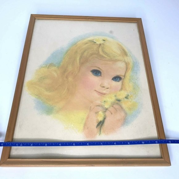 Vintage 1960s Northern Bathroom Toilet Tissue Pale Gold Print Girl Framed - Picture 9 of 10